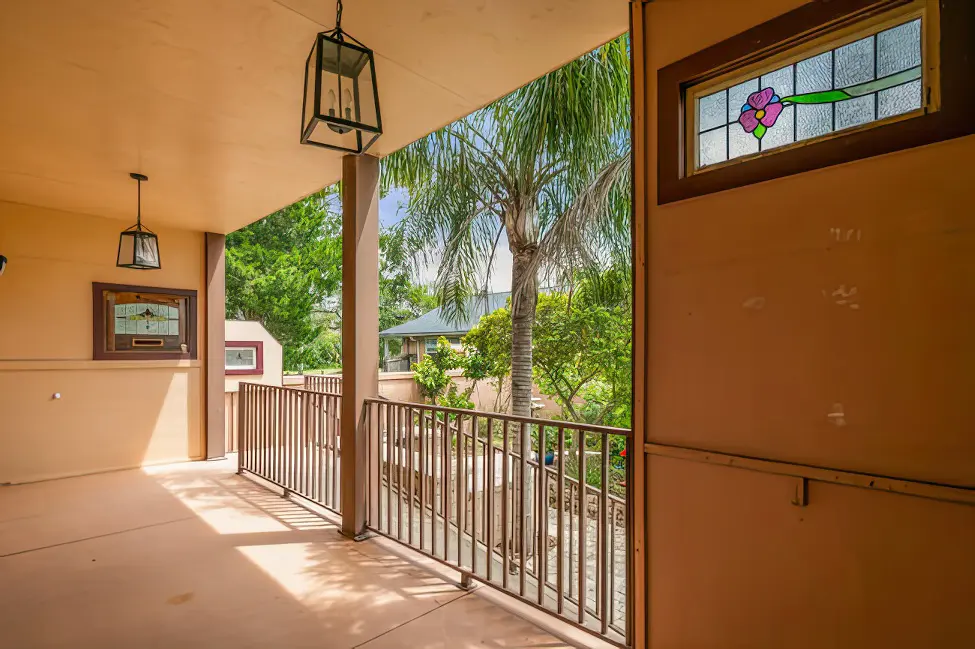 View of entry patio including a wheelchair accessible ramp