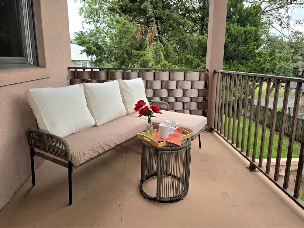 Comfortable seating area on the deck